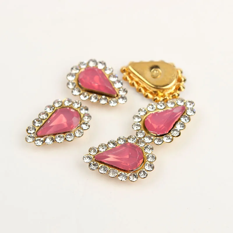 DK pink Opal Gold 50 шт. Каплевидная форма цветка пришить на горный хрусталь Кристалл Flatback горный хрусталь Золотая основа с оправа, коготь DIY одежда платье - Цвет: DK pink Opal Gold