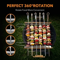 6pcs stainless steel bbq skewers with 2 grill rack holder bbq accessories flat forks kebab wide bbq needle barbecue accessories
