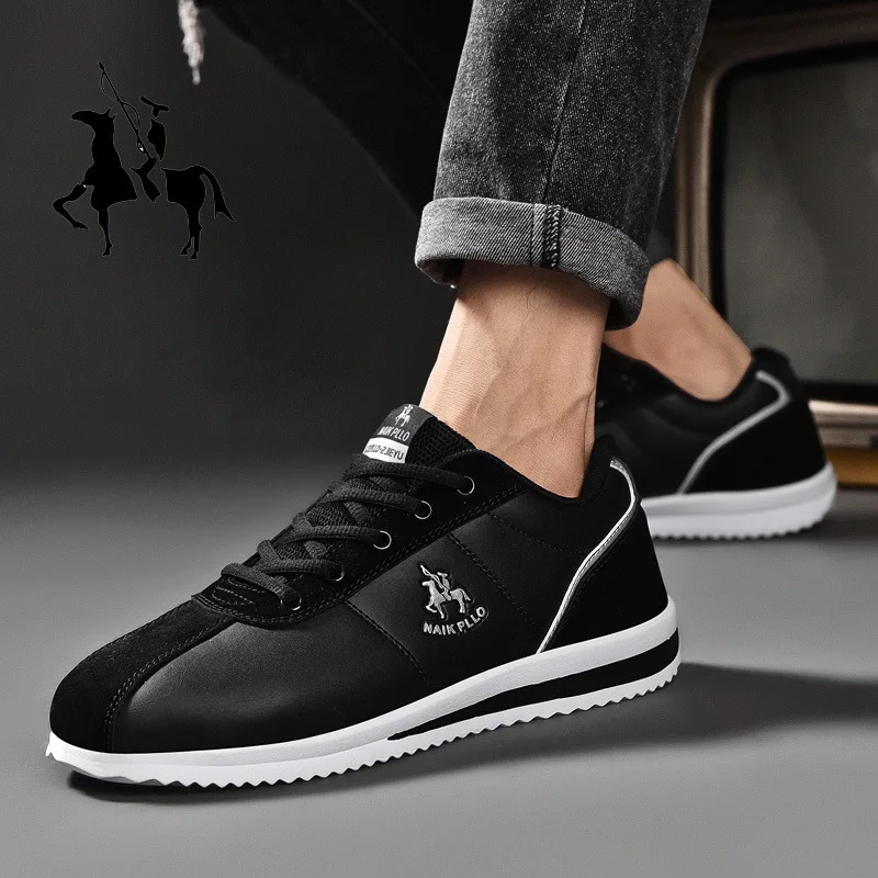 Мужские повседневные кожаные кроссовки простая Стильная Спортивная легкая