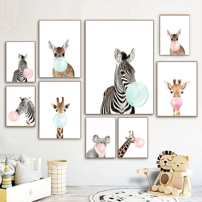 

Настенный постер с изображением животных, слона, жирафа