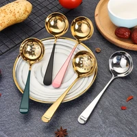 rround head golden soup spoons ice cream spoon teaspoons 304 stainless steel tableware korean ramen tablespoons cooking utensils
