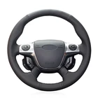 Искусственная кожа черного цвета для Ford Focus 3 Чехол рулевого колеса автомобиля 2012-2013 KUGA Escape 2014-2013 2016 C-MAX-2011