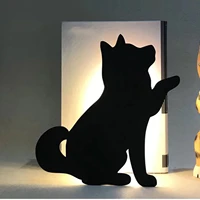 usbbattery light control voice activated cat dog night light silhouette shadow wall led projection kids bedroom animal dog lamp