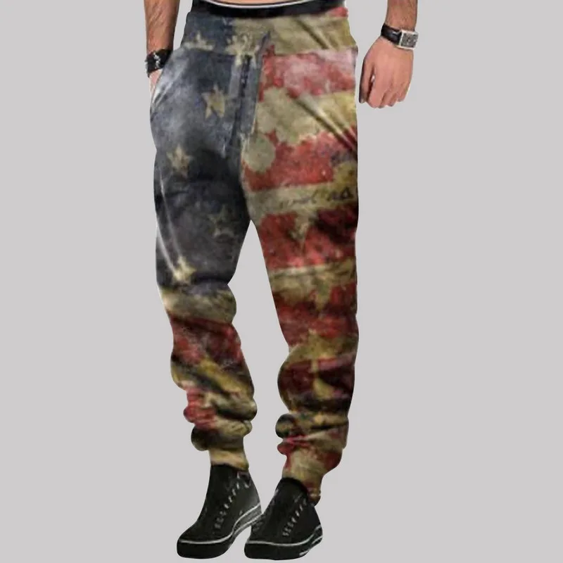 

Puimentiua Hip Hop Joggers Men Flag Printed Harem Pants Man Sweatpants Street wear Casual Mens Pants M-4XL Dancing Trousers
