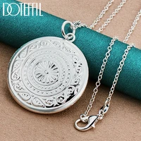 doteffil 925 sterling silver round photo frame necklace 16 30 snake chain for women man fashion wedding party charm jewelry