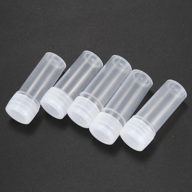 50x Plastic Sample Bottle 5ml Test Tube Lab Small Vial Storage Container + Lid | Красота и здоровье