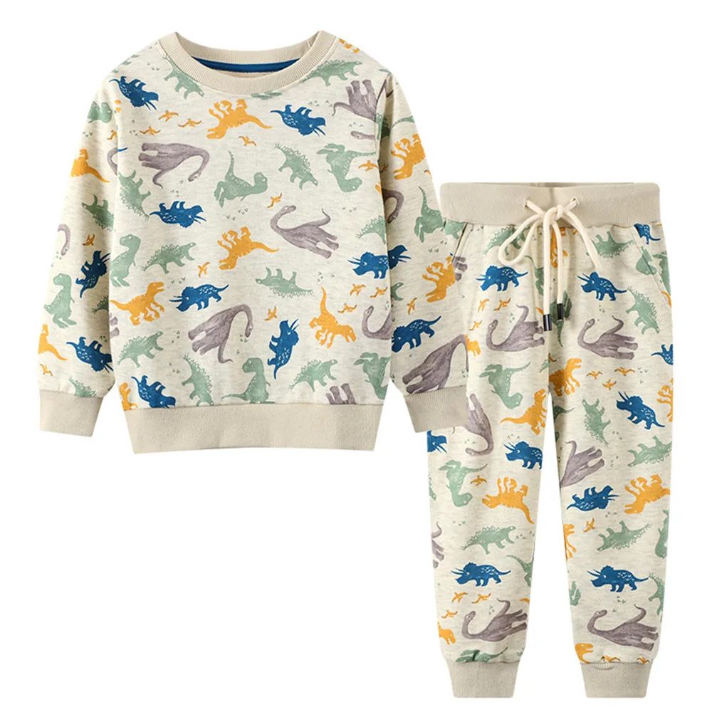 

Jumping Meters Winter Autumn Sweaters Clothing Sets Cotton Boys Girls Dinosaurs Outfits Hot Selling Children 2 pcs Sets