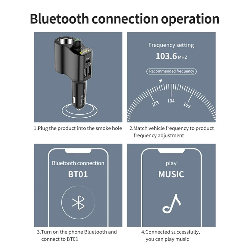 jajabor fm transmitter bluetooth 5 0 car kit handsfree car music player cigarette lighter socket splitter dual usb car charger free global shipping