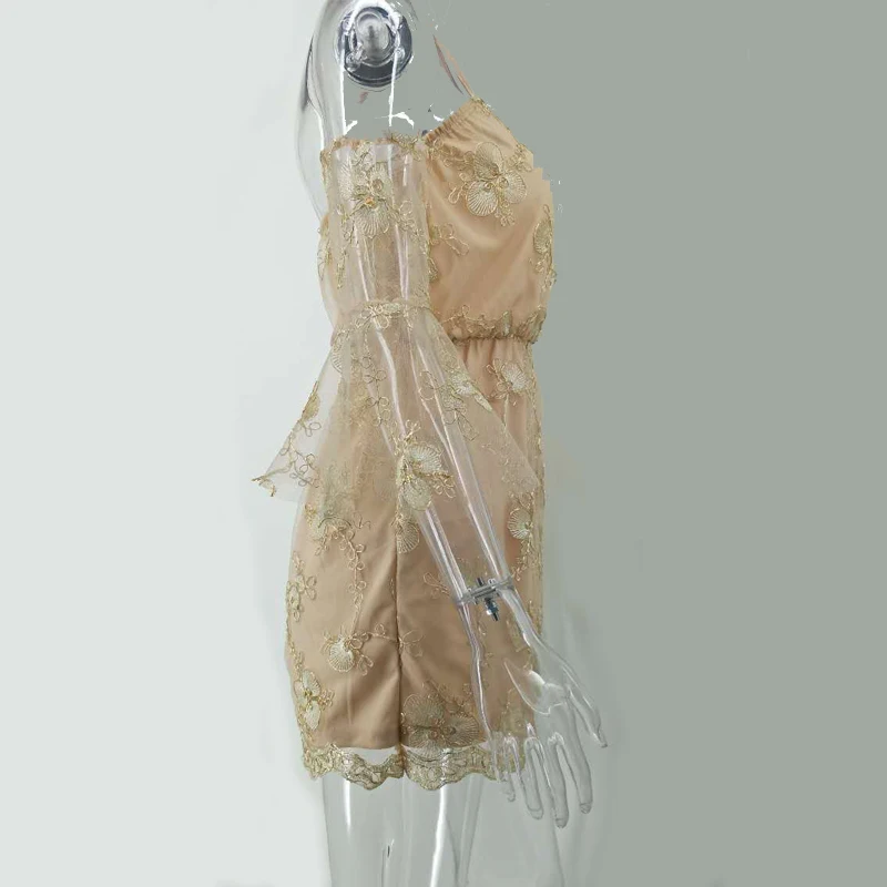 Летний женский комбинезон размера плюс с тяжелой вышивкой фатиновым v образным