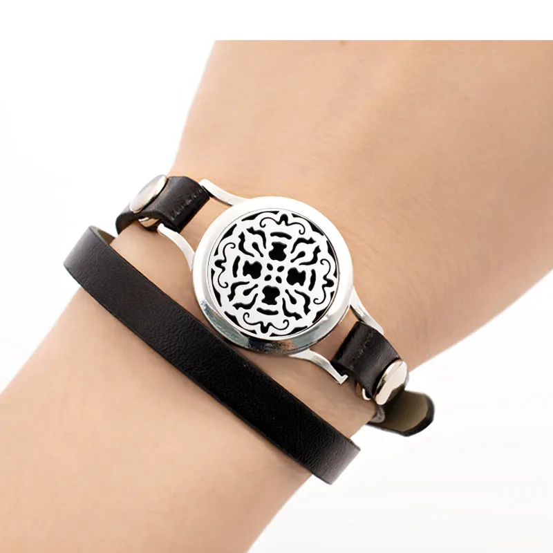 25 мм диффузор эфирного масла браслеты кожаный браслет Ароматерапевтический духи