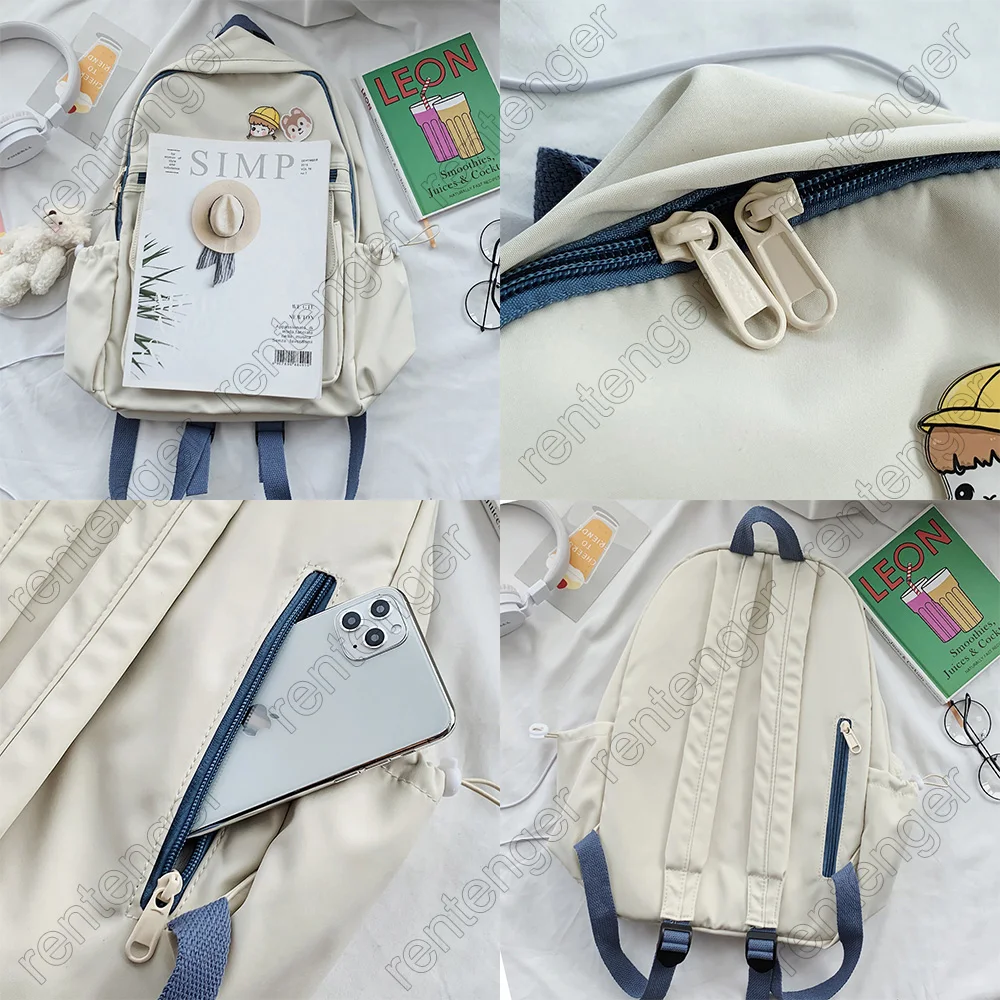 

College Book Lady Badge Backpack Kawaii Fashion Girl School Bag Trendy Women Cute Backpack Nylon Female Harajuku Bag Student New