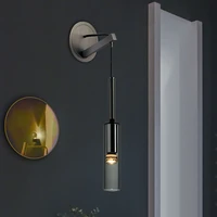 nordic loft copper crystal pendant lights creative glass bottle hanging led wall lamp design bedroom bedside home decor