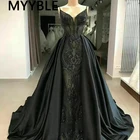 Черные блестящие вечерние платья MYYBLE с V-образным вырезом 2022, вечерние платья с блестками в Дубае без рукавов, реальное фото