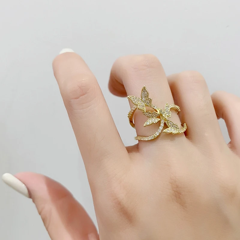 

Zircon Butterfly Rings for Women Creative Luxury Butterflys Gold Ring Temperament Jewelry Wedding Accessories Woman Party Gift