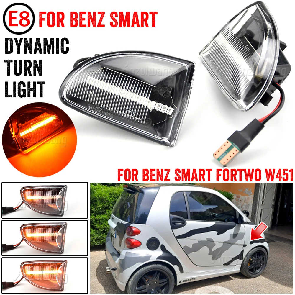 

LED Dynamic Blinkers Turn Sginal Side Marker Lamp Repeater Car Light For Mercedes Benz Smart Fortwo W451 Coupe Cabrio