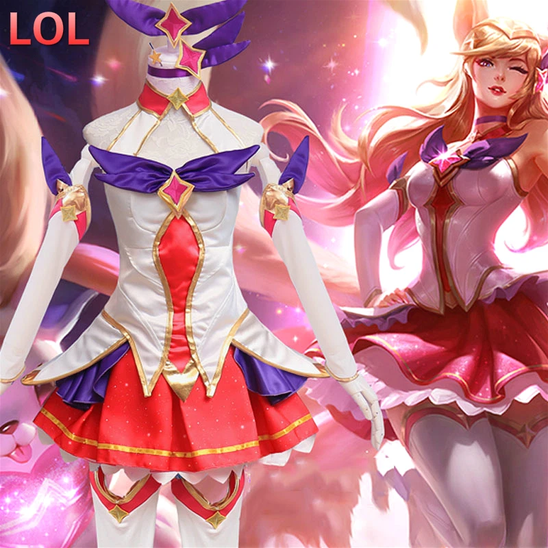 Костюм для косплея аниме Lol Star Guardian Ahri комплект из платья волшебной девочки