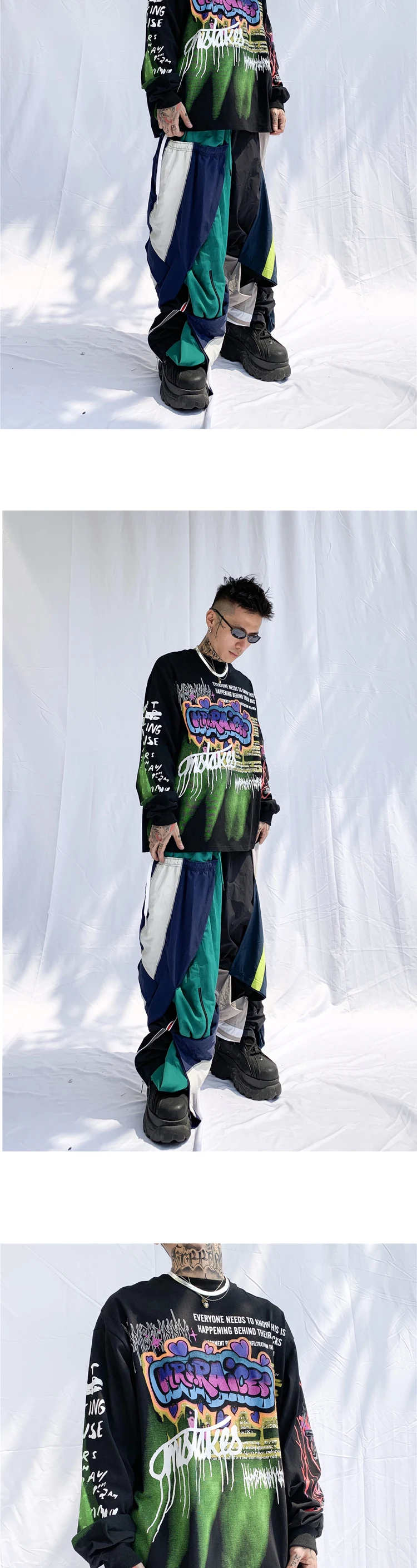 UNCLEDONJM футболки с принтом граффити для мужчин и женщин 2019AW длинный рукав повседневные хлопковые топы футболки Harajuku уличная хип хоп Футболка R06