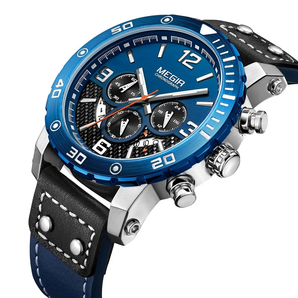 Часы наручные MEGIR Мужские кварцевые креативные спортивные армейские в стиле