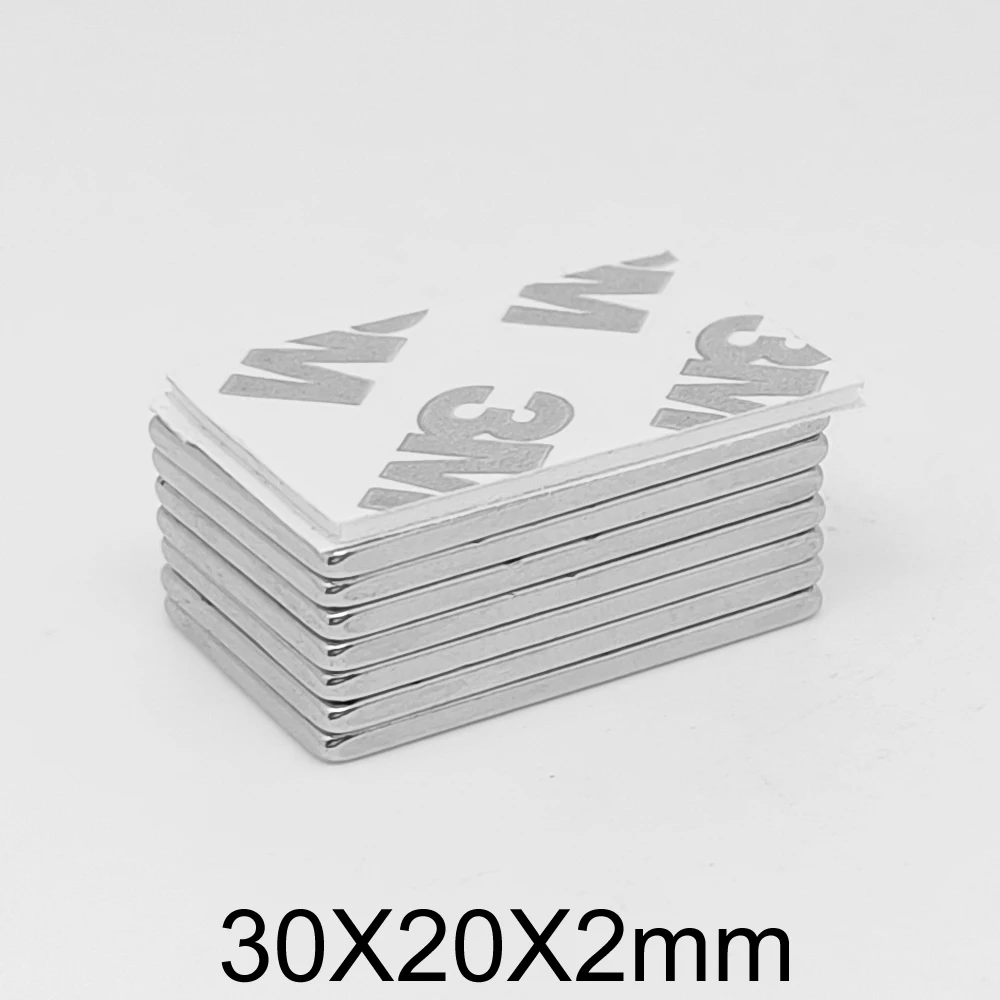 

2/5/10/20/30/50PCS 30X20X2mm Quadrate Rare Earth Neodymium Magnet With 3M Self - Adhesive 30*20*2 Strong Powerful Magnet 30x20x2
