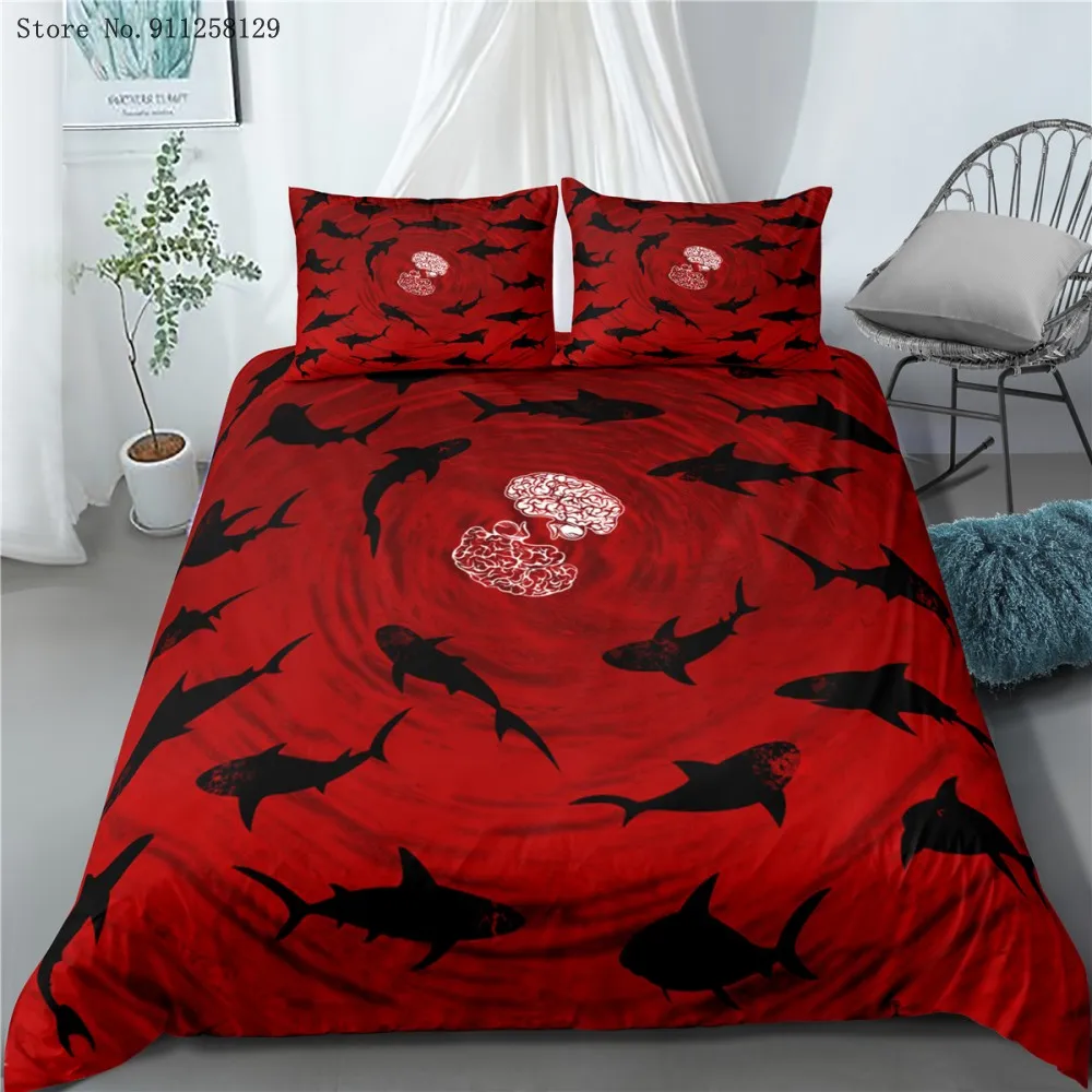 Комплект постельного белья из 2/3 предметов с 3D принтом ужасных акул набор