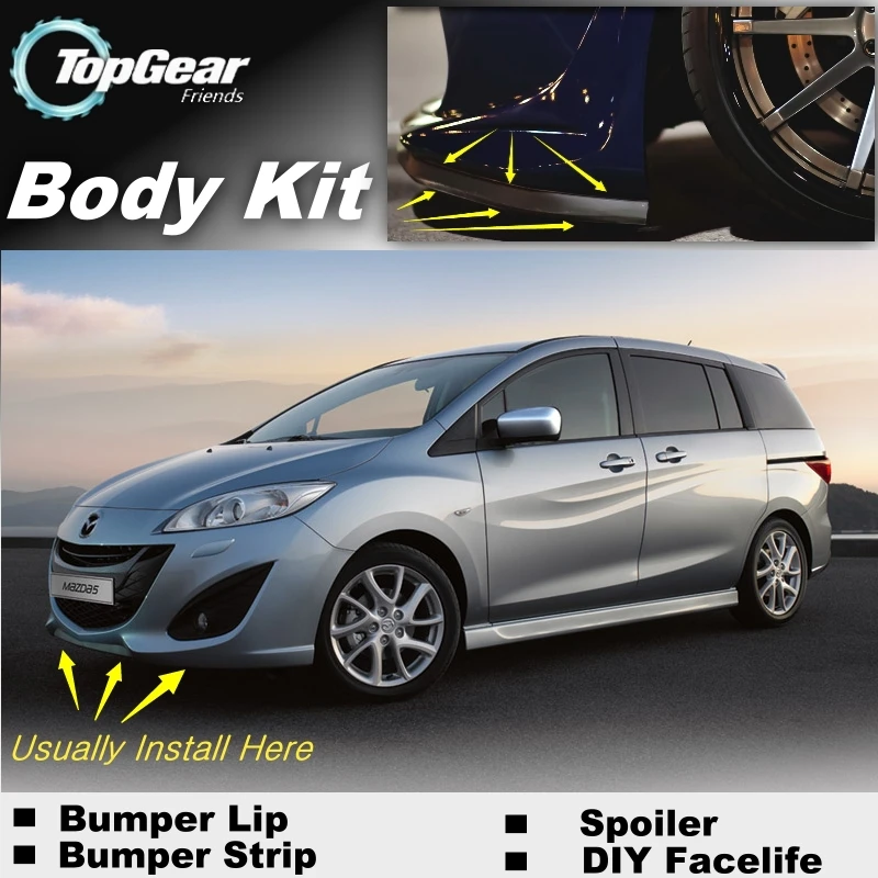 Для Mazda 5 M5 для Mazda5 Premacy бампер губа/передний спойлер дефлектор TOPGear друзья Тюнинг