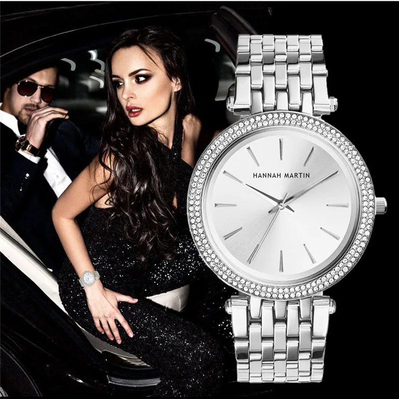 Женские кварцевые часы Hannah Martin элегантные с двойным сверлом и циферблатом