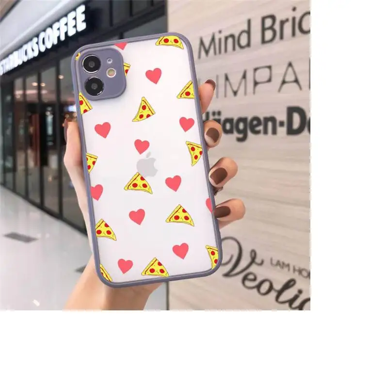 

Cute cartoon hamburger fries pizza Phone Cases matte transparent For gray iPhone 7 8 x xs xr 11 12 pro plus max mini Clear Funda