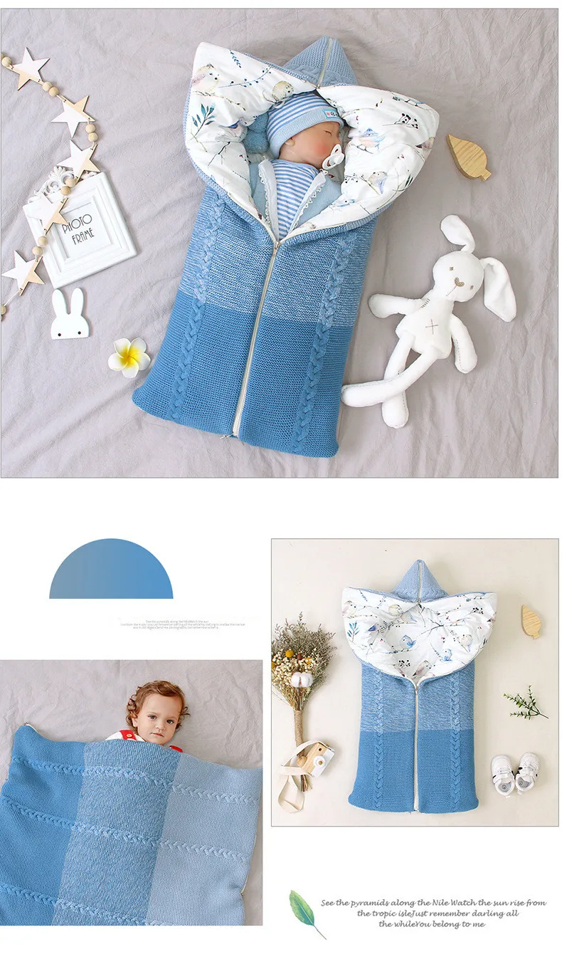 Newborn Winter Swaddle Infant Thicken Anti-kick Sleeping Bag Baby Autumn Winter Envelope Zipper Sleeping Bag Kids Blanket Quilt
