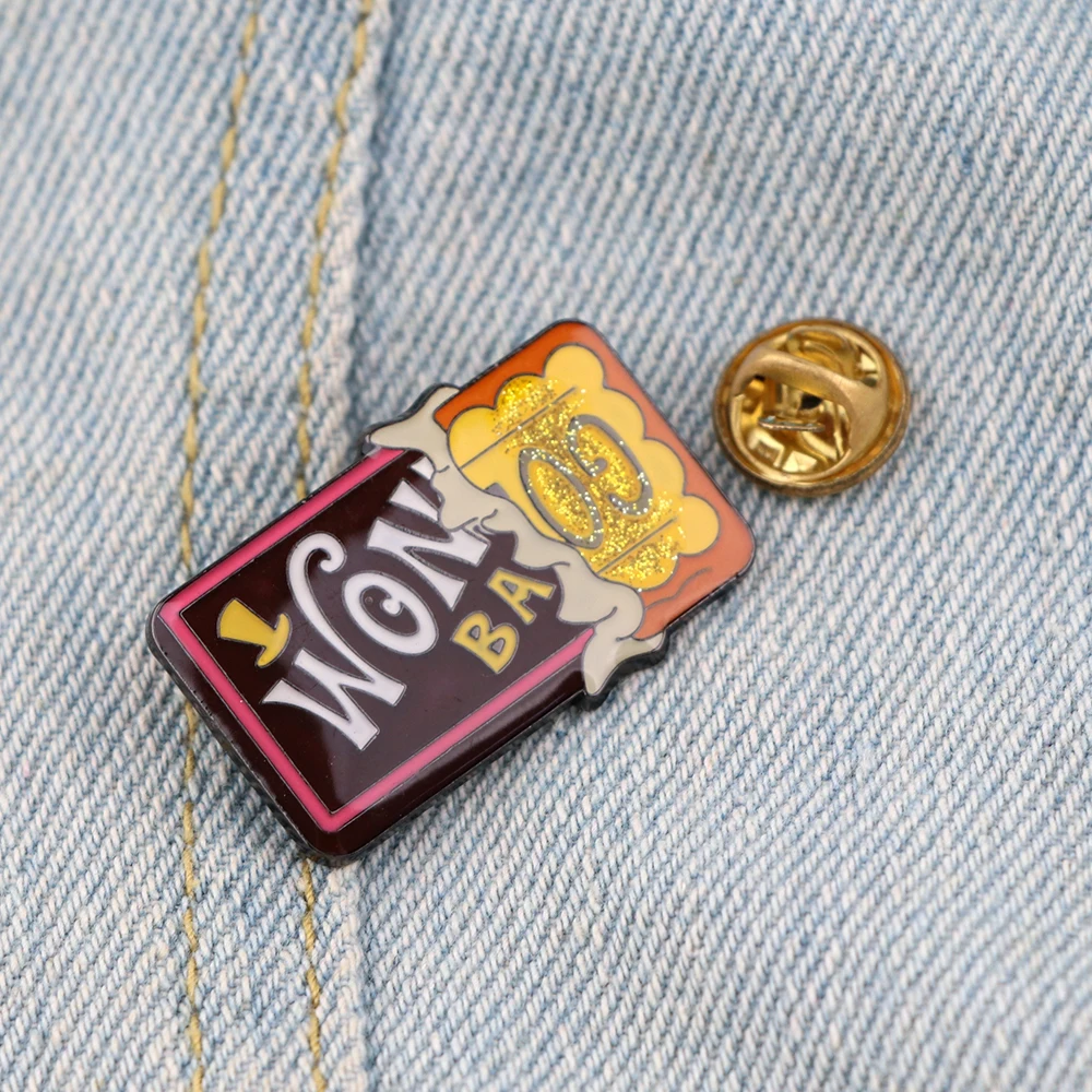 Эмалированные значки LT1376 в виде шоколадного билета для одежды на рюкзак лацкан