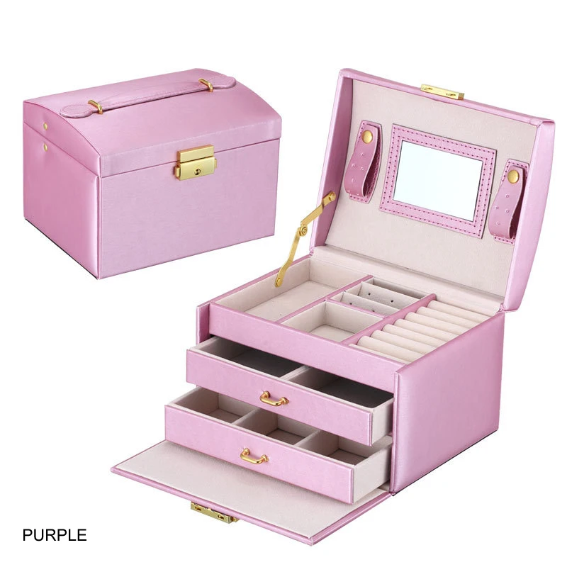 

Earring Ring Necklace Packaging Box Storage Boxes Wedding Home Decor 3 Layer PU Leather Container Box Display Beauty