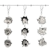anime demon slayer cosplay kimetsu no yaiba keychain acrylic fashion long pendants cute cartoon pendant keyring jewelry gifts