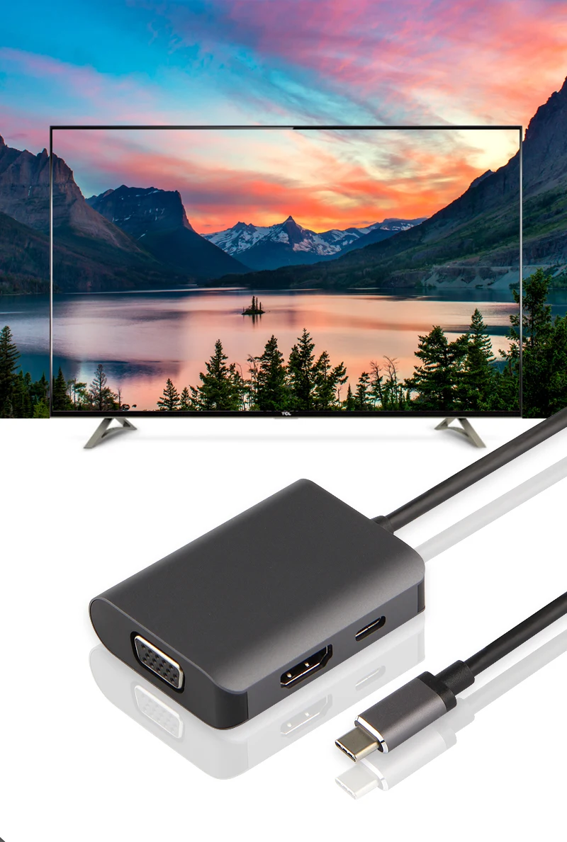 Ajiuyu USB C HDMI кабель Тип C к HDMI VGA разъем адаптера USB-C HDMI конвертер type-C Thunderbolt 3 док-станция для MacBook Pro Air Multi