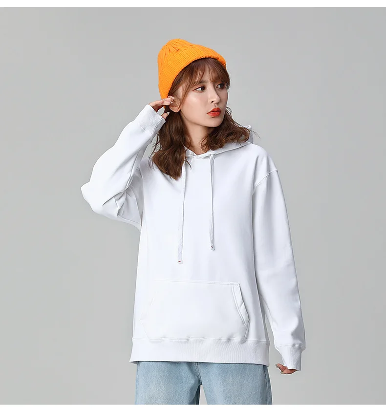 

Women's Casual Solid Hooded Pocket Long Sleeve Pullover Sweatshirt Top Blouse For Female Women Hooded White