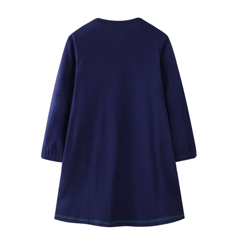 

New Cartoon Children Dress for Baby Girls Dinosaur Unicorn Appliqued Cotton Long Sleeves Princess Girls Dress