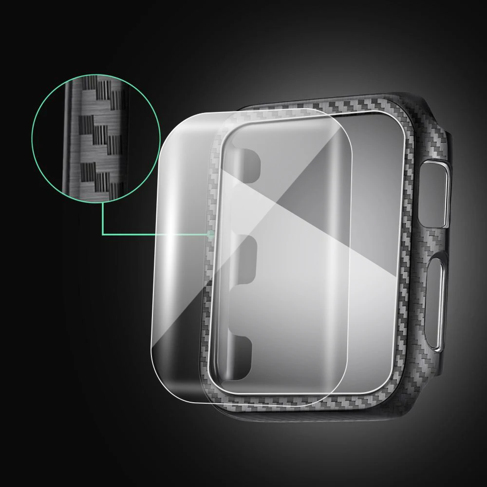 Чехол из углеродного волокна и ремешок для Apple Watch band 44 мм 40 42 мм/38 браслет