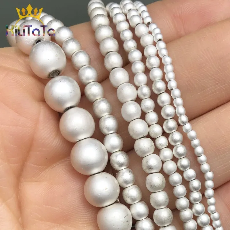 Матовый Серебряный с натуральным камнем матовый полированный гематит свободные