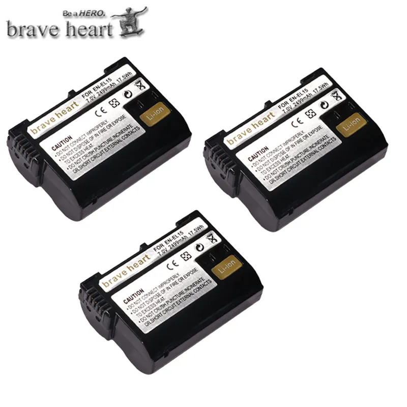 3battery МА/ч. аккумулятор EN-EL15 ENEL15 RU EL15 EN-EL15A RU EL15A Камера Батарея для цифровых зеркальных фотокамер Nikon D600 D610 D800 D800E D810 D7000 D7100 D7200 L15 - Цвет: 3battery