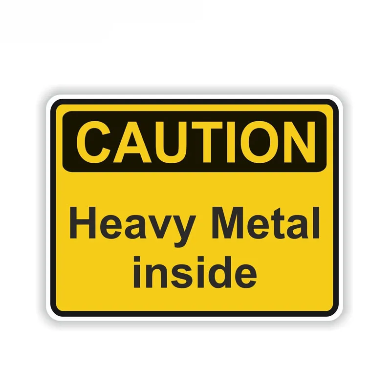 

CAUTION HEAVY METAL INSIDE Warning Graffiti Car Sticker Decal Bumper Motorcycle Cover Scratches Auto Accessories KK13*10cm