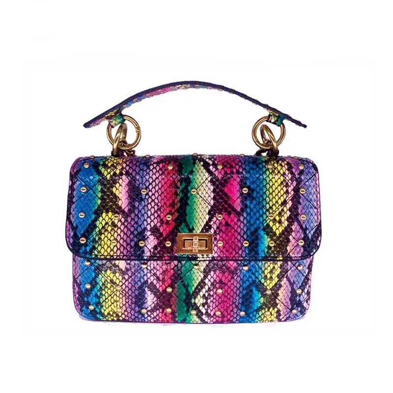 

Маленькая сумка-слинг через плечо из змеиной кожи на цепочке, роскошные сумки, женская сумка на плечо