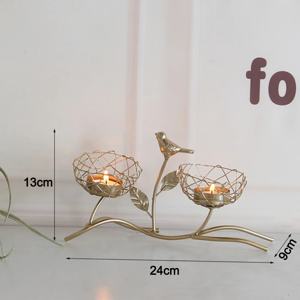 Скандинавский кованый подсвечник золотая птица ароматизированный свадебный