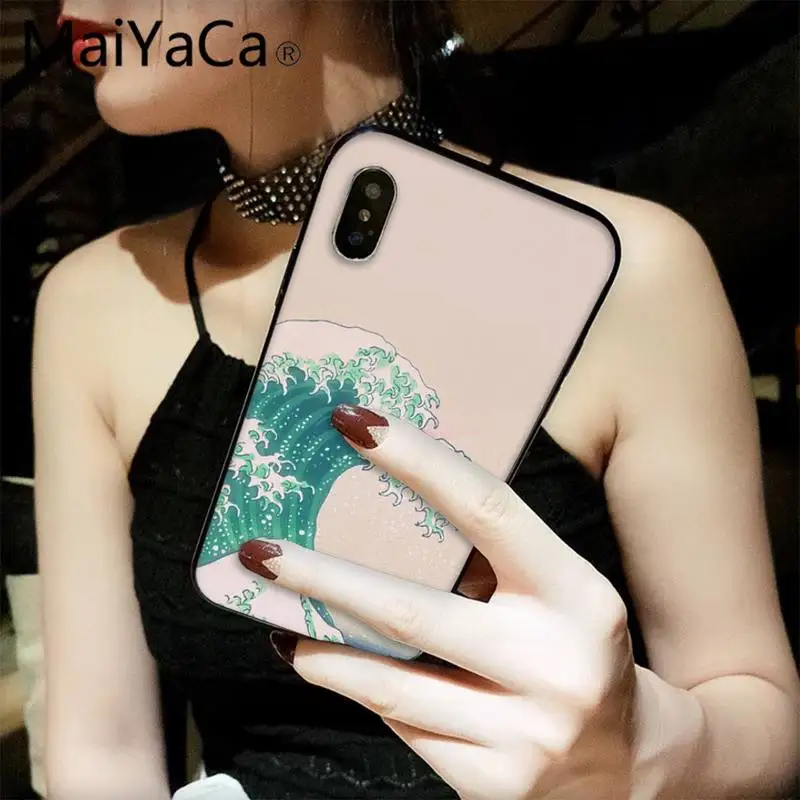 

MaiYaCa Wave Art Japanese Green Illust Classic Phone Case fundas for iPhone 12 8 7 6 6S Plus X XS MAX 5 5S SE XR 11 12 pro max