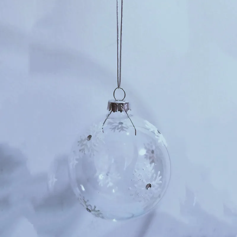 

4 шт./упак. Диаметр = 8 см прозрачный стеклянный шар Рождество Одежда с ручной росписью подвешенная шаровая кулон подарок украшения праздничного стола