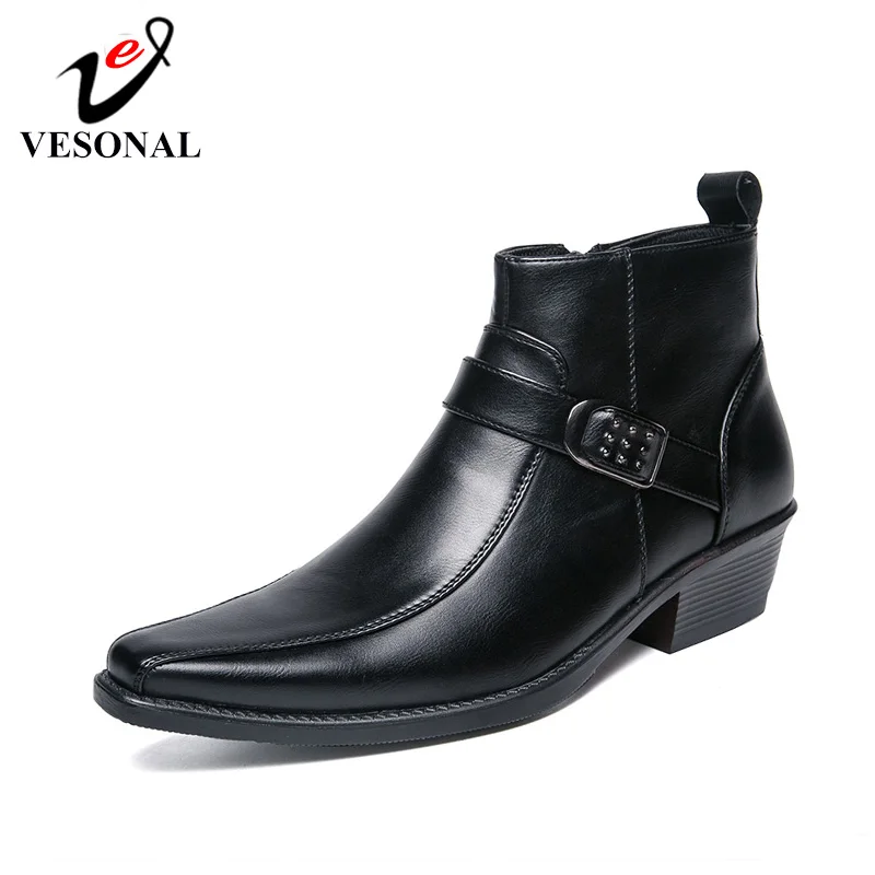 VESONAL/Коллекция года; сезон весна-осень; кожаные туфли с высоким берцем; мужские классические модельные туфли с острым носком; мужские официальные деловые туфли; 8810-1