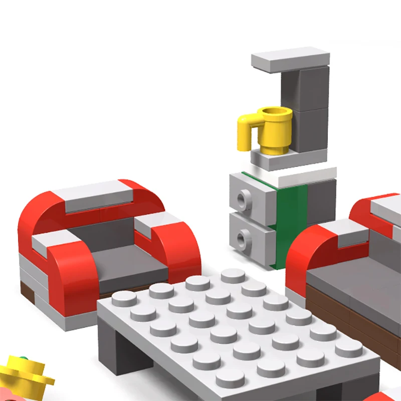 

140Pcs MOC City Home Living Room Accessories Modern Simple European Table Sofa TV Building Blocks DIY Toys For Children