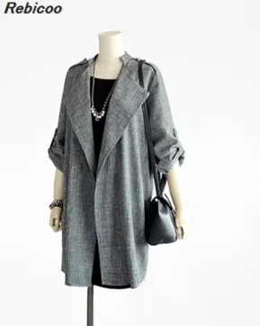 Повседневный осенний женский модный длинный кардиган большого размера ветровка