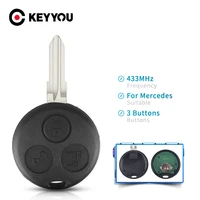 keyyou for mb mercedes benz smart fortwo 450 forfour roadster city coupe 3 buttons 433mhz auto remote key fob uncut blank blade