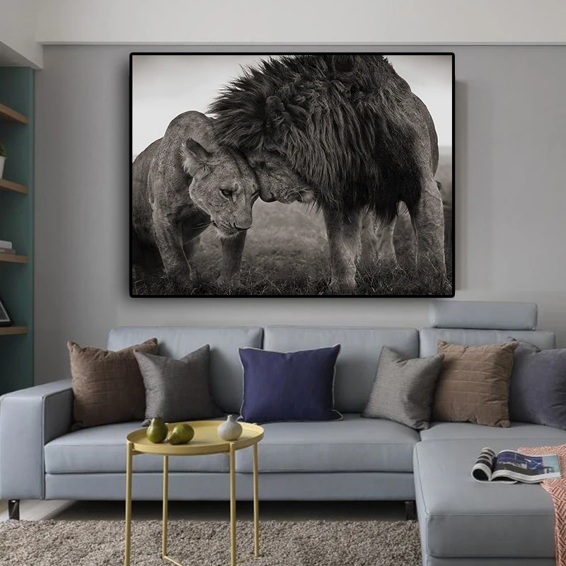 Lions Head To Canvas Painting on The Wall Africa Wild Posters and Prints Animals Art Pictures for Living Room Decor | Дом и сад