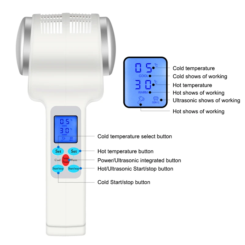 

AOKO Ultrasonic Cryotherapy Beauty Machine Hot Cold Hammer Face Lifting Skin Tighten Facial Body Slimming Machine Massager SPA
