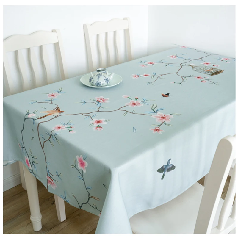 2019 имитация льна водонепроницаемый китайский классический цветок и скатерть с