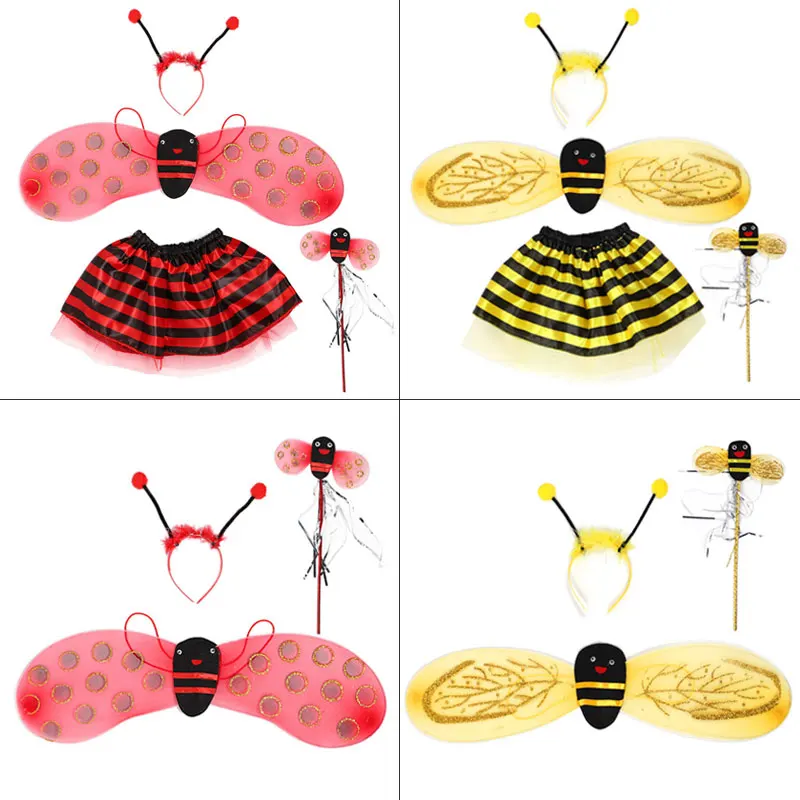 DM Детский костюм для косплея крылья пчелы головной убор волшебная палочка юбка